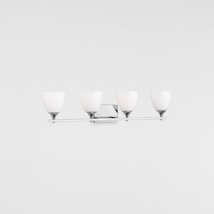 Toffino 4-Light Bath Sconce in Brushed Steel with Milk Glass - Visual Comfort Wall Lights