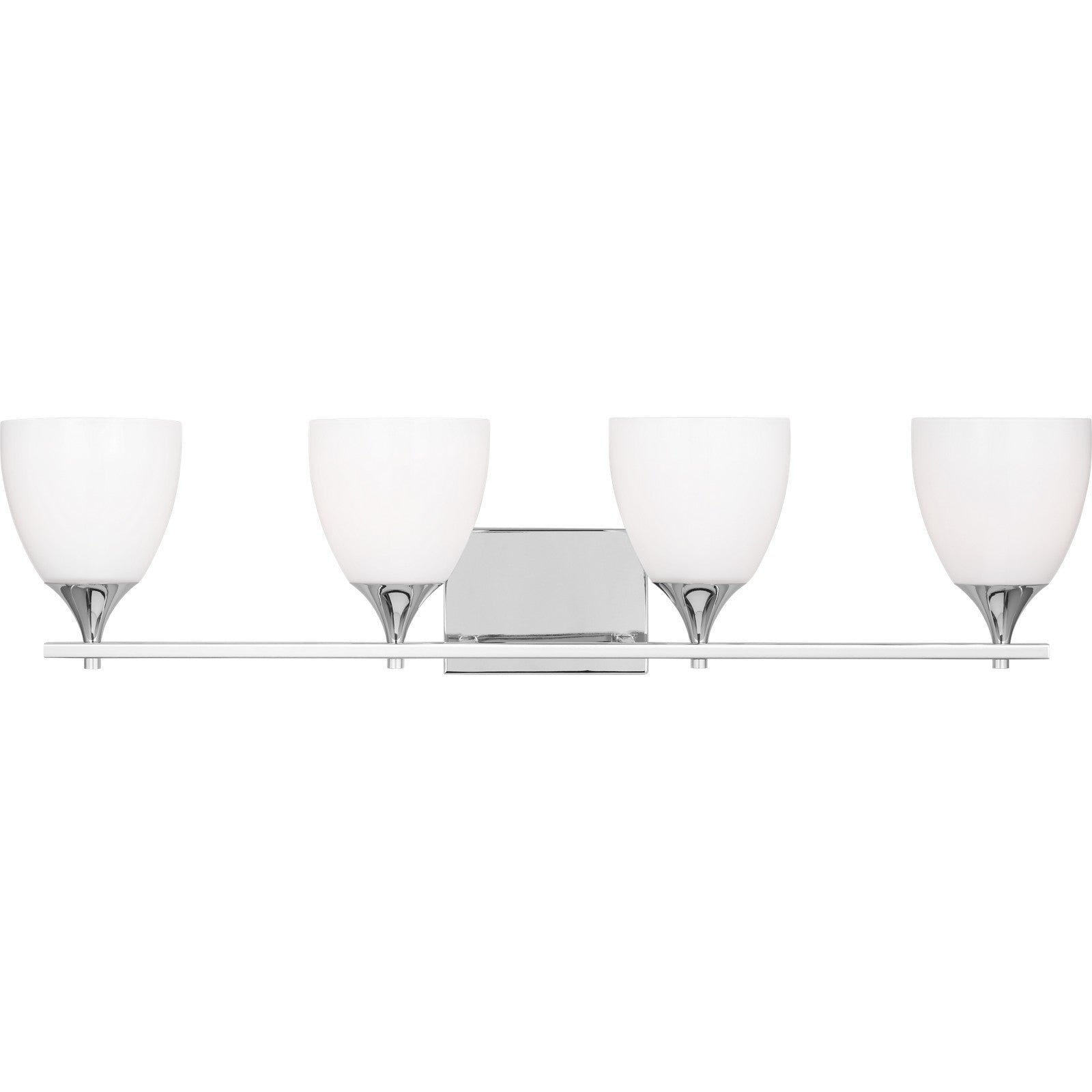 Toffino 4-Light Bath Sconce in Brushed Steel with Milk Glass - Visual Comfort Wall Lights