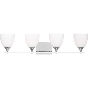 Toffino 4-Light Bath Sconce in Brushed Steel with Milk Glass - Visual Comfort Wall Lights