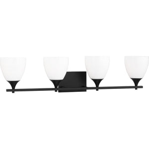Toffino 4-Light Bath Sconce in Brushed Steel with Milk Glass - Visual Comfort Wall Lights