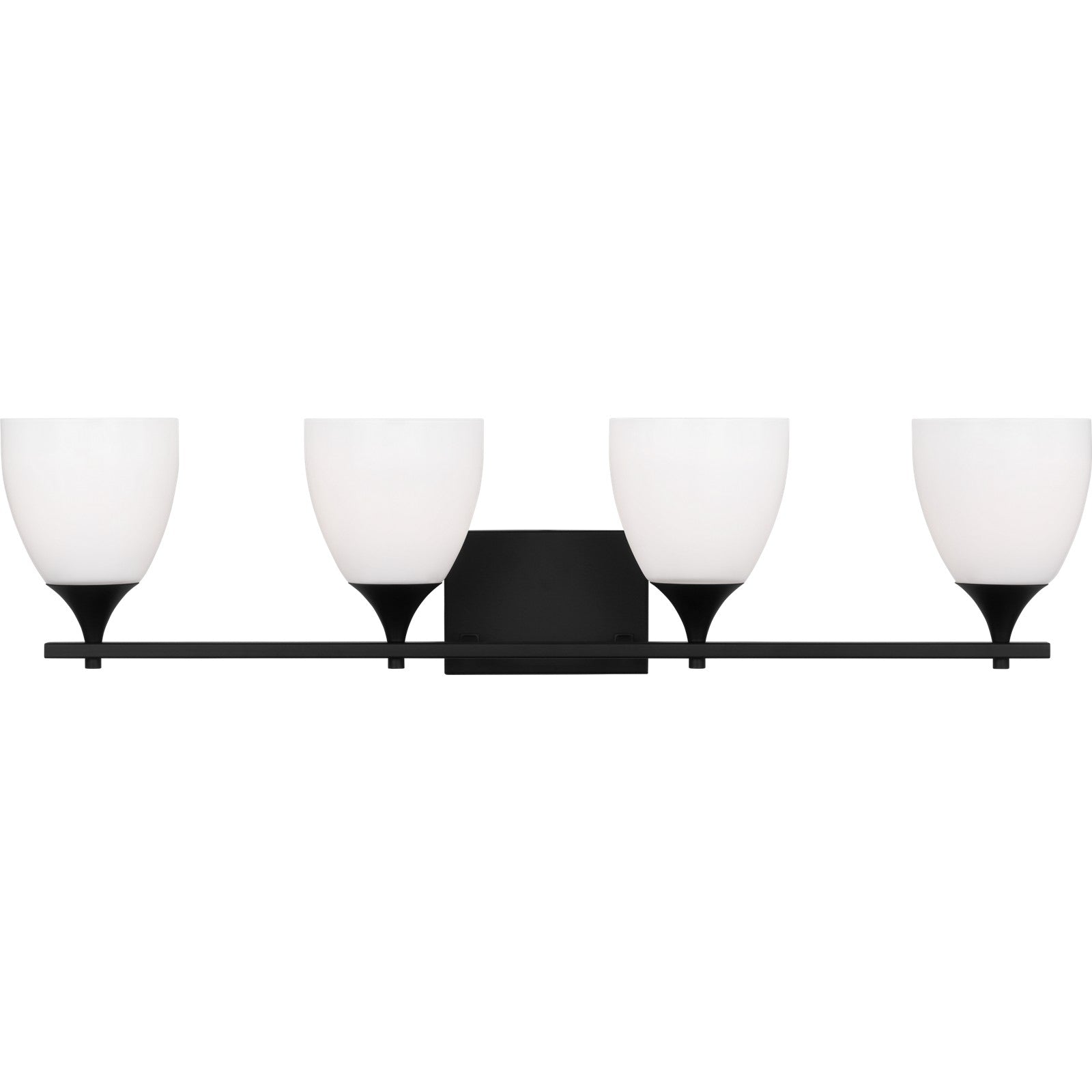Toffino 4-Light Bath Sconce in Brushed Steel with Milk Glass - Visual Comfort Wall Lights