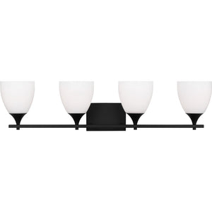 Toffino 4-Light Bath Sconce in Brushed Steel with Milk Glass - Visual Comfort Wall Lights