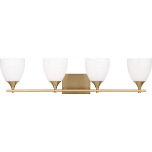 Toffino 4-Light Bath Sconce in Brushed Steel with Milk Glass - Visual Comfort Wall Lights