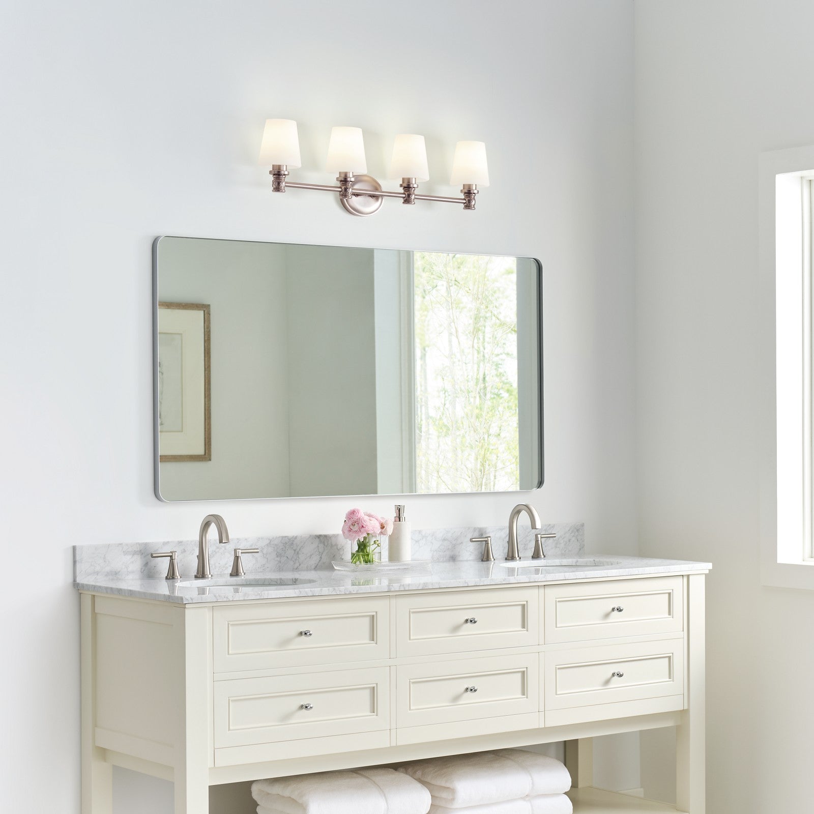 Xavierre 4 - Light Vanity Satin Nickel - Visual Comfort Wall Lights