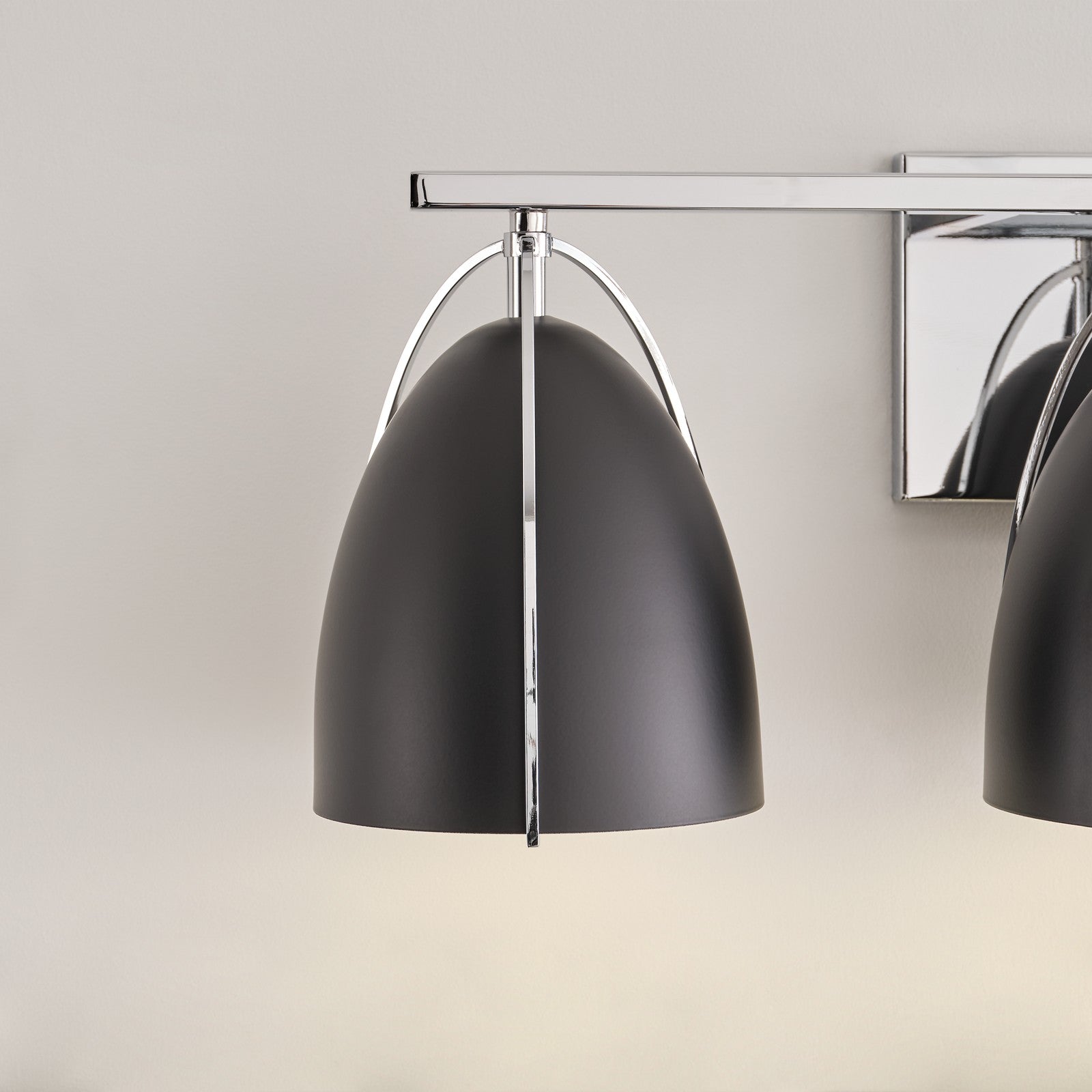 Norman 3-Light Bath Sconce in Chrome with Midnight Black Steel Shades - Visual Comfort Wall Lights