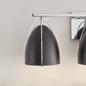 Norman 3-Light Bath Sconce in Chrome with Midnight Black Steel Shades - Visual Comfort Wall Lights