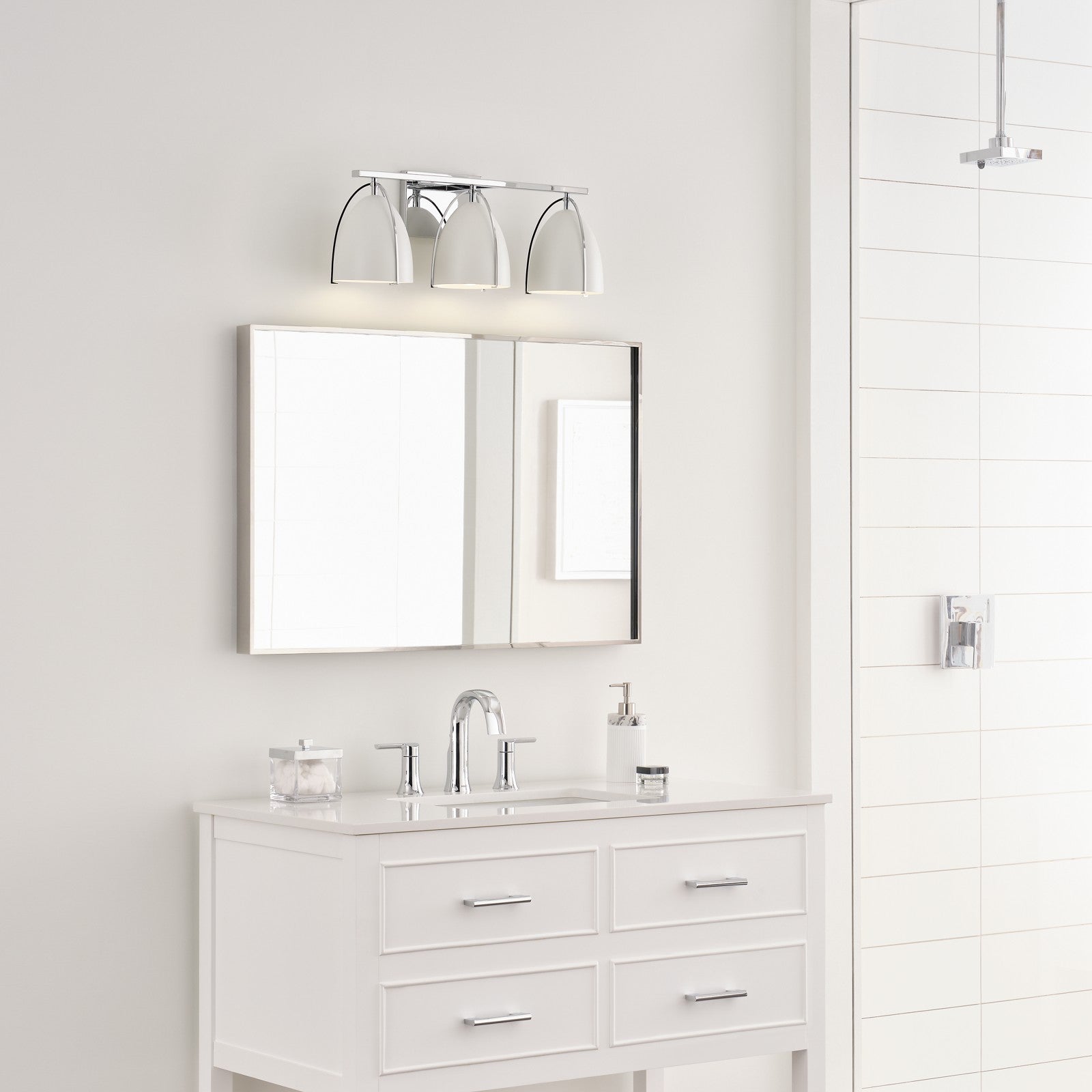 Norman 3-Light Bath Sconce in Chrome with Midnight Black Steel Shades - Visual Comfort Wall Lights
