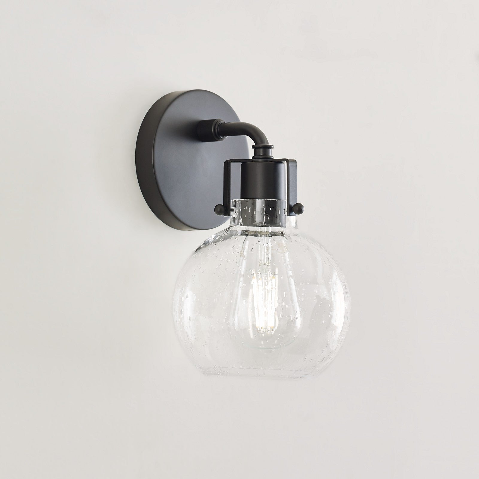 Clara 1 - Light Sconce in Polished Nickel/Textured Black - Visual Comfort Wall Lights