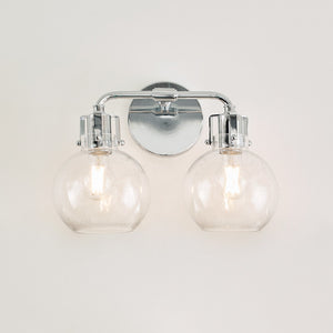 Clara 2 - Light Vanity in Polished Nickel/Textured Black - Visual Comfort Wall Lights