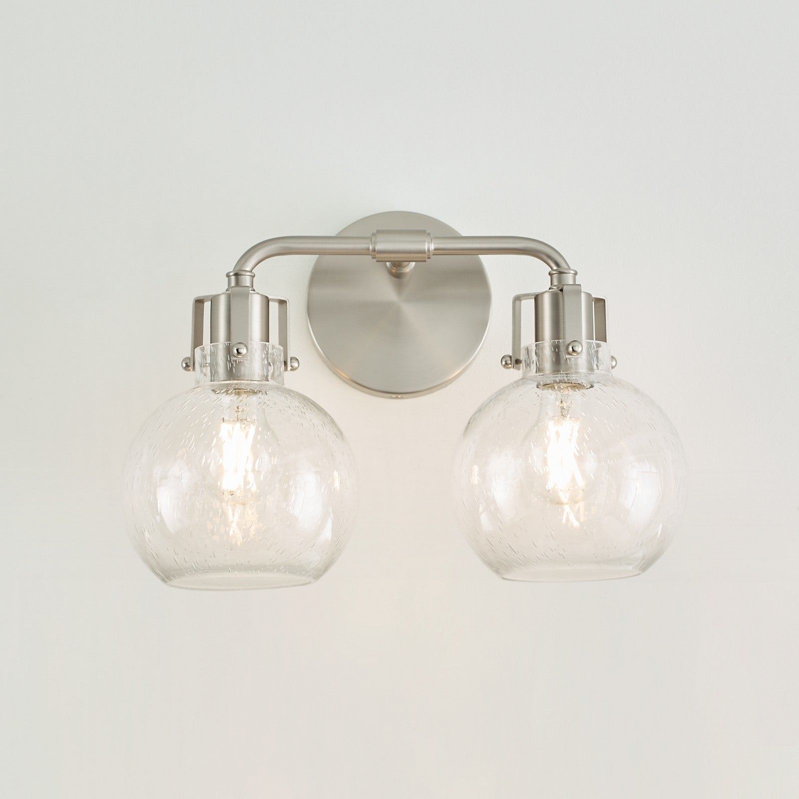 Clara 2 - Light Vanity in Polished Nickel/Textured Black - Visual Comfort Wall Lights