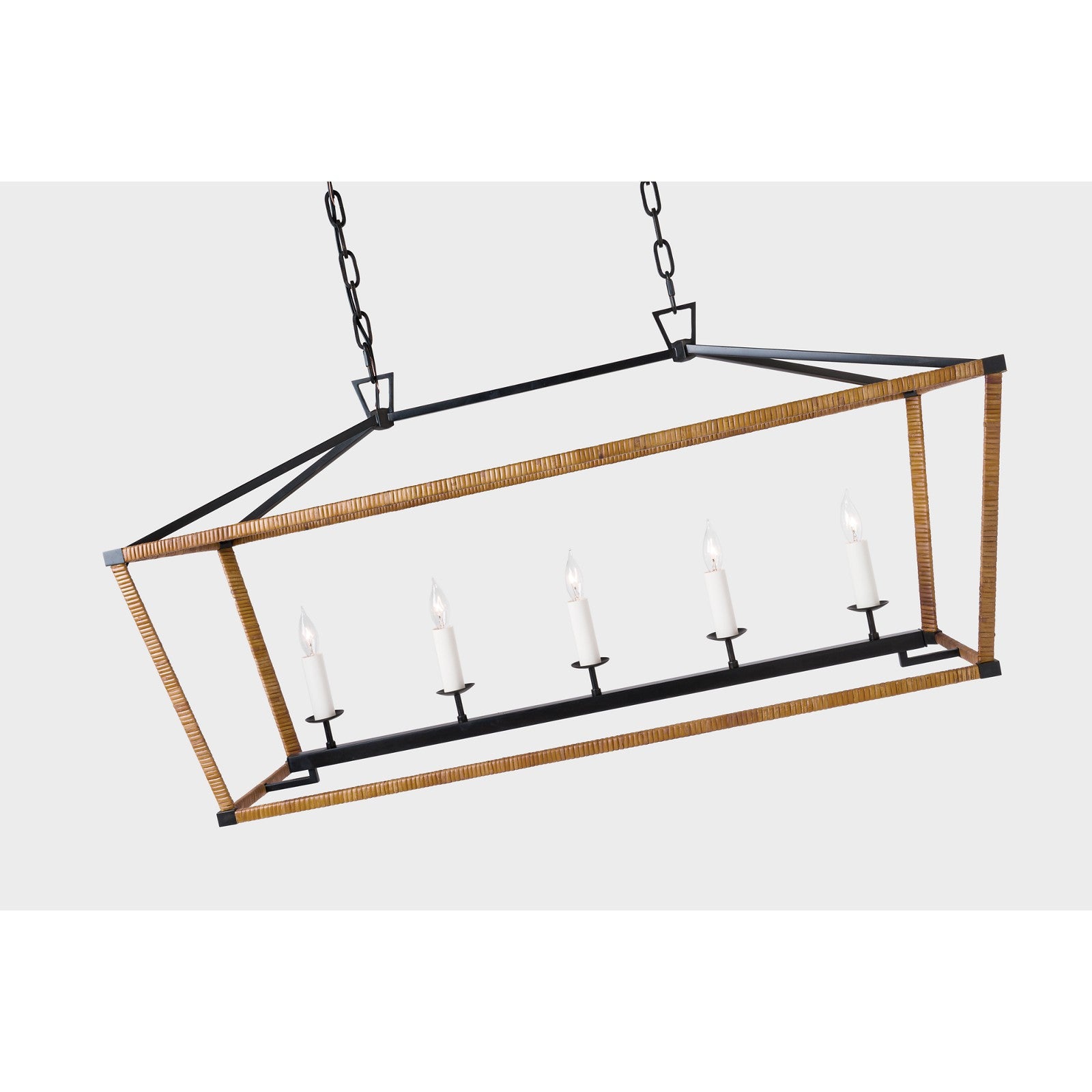 Darlana Medium Rattan Wrapped Linear Lantern - Visual Comfort Ceiling Lights