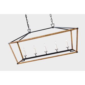 Darlana Medium Rattan Wrapped Linear Lantern - Visual Comfort Ceiling Lights