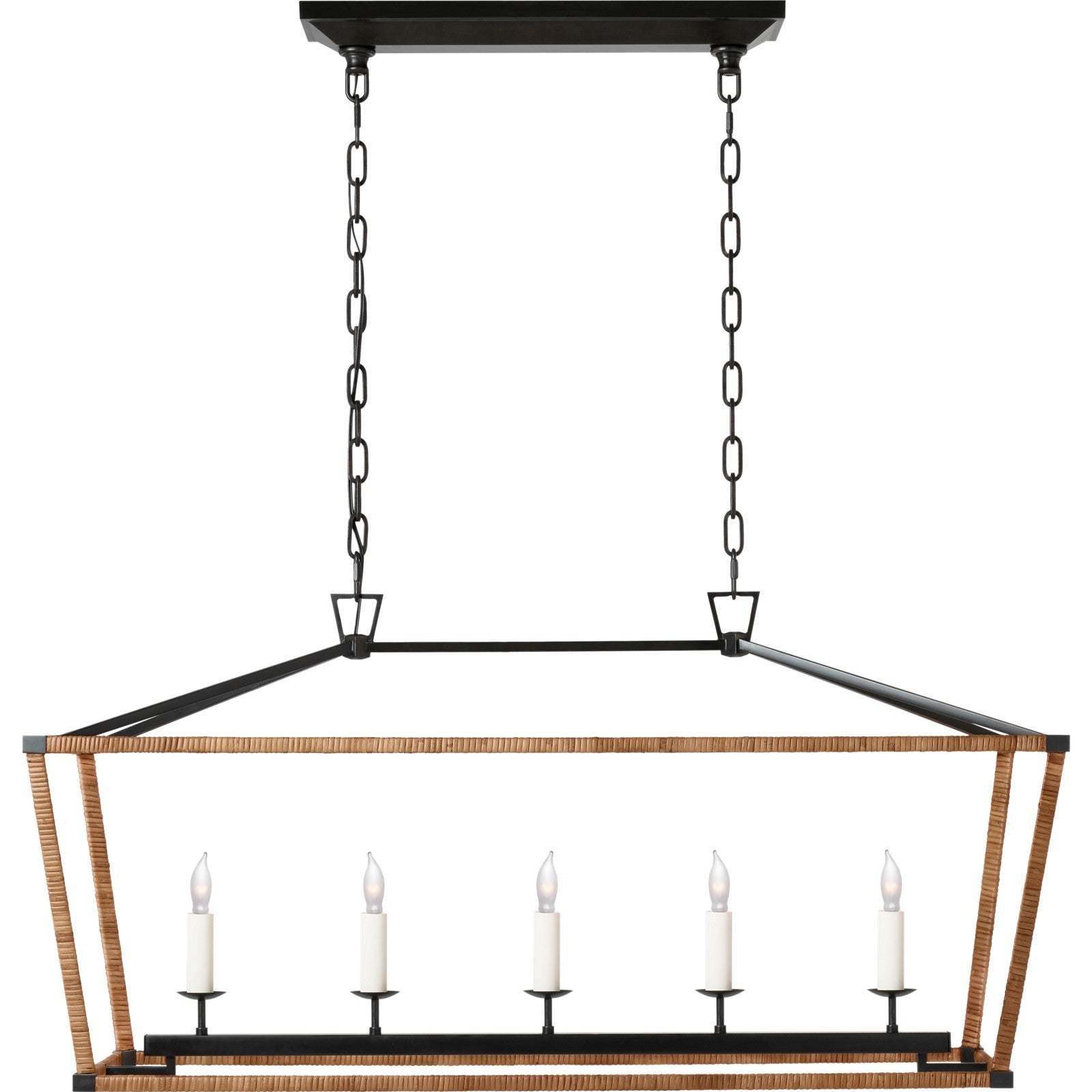 Darlana Medium Rattan Wrapped Linear Lantern - Visual Comfort Ceiling Lights