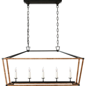 Darlana Medium Rattan Wrapped Linear Lantern - Visual Comfort Ceiling Lights