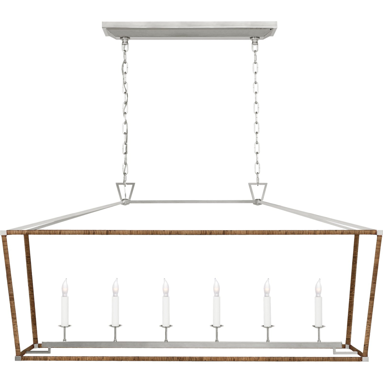 Darlana Large Rattan Wrapped Linear Lantern - Visual Comfort Ceiling Lights