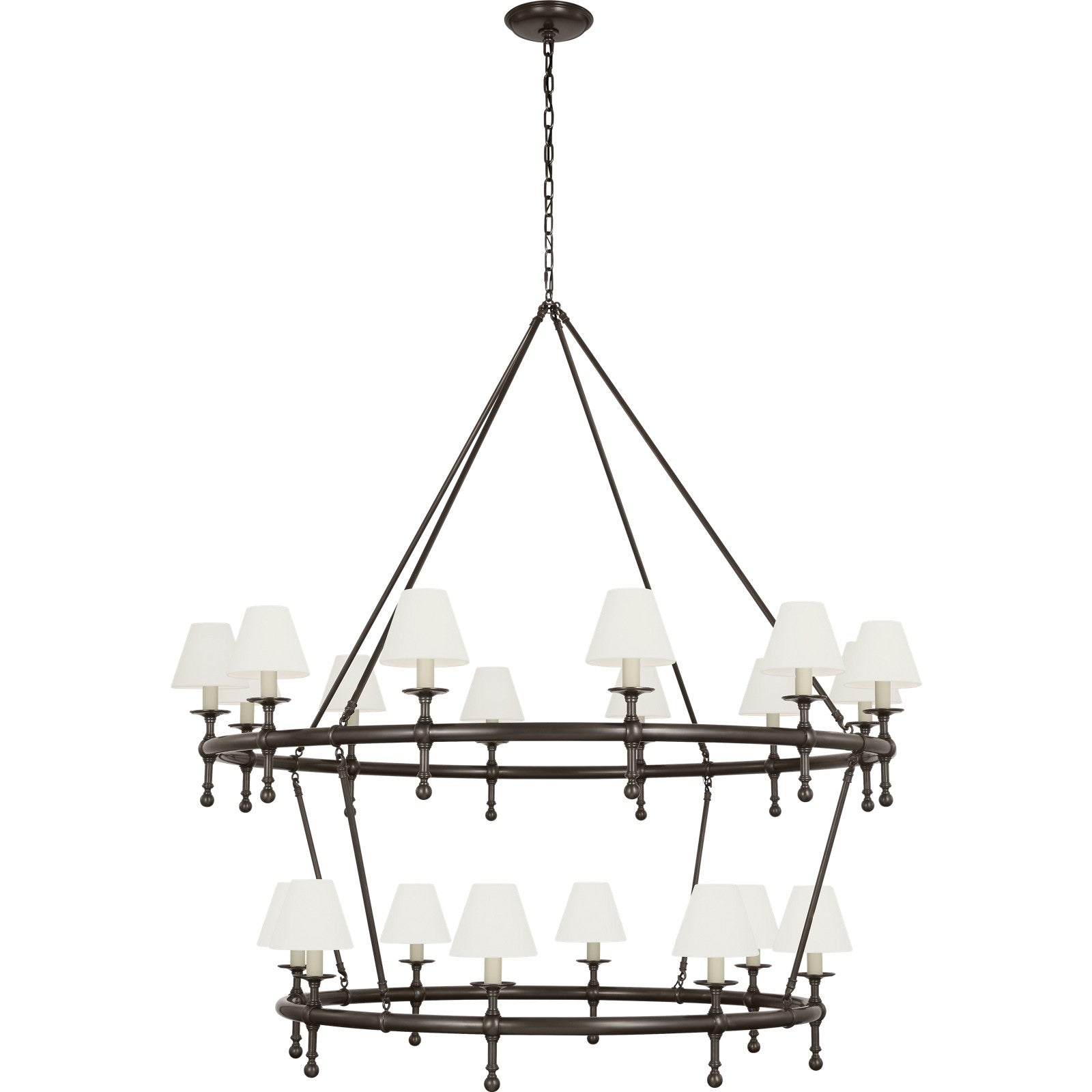 Classic 54" Two-Tier Ring Chandelier - Visual Comfort Ceiling Lights
