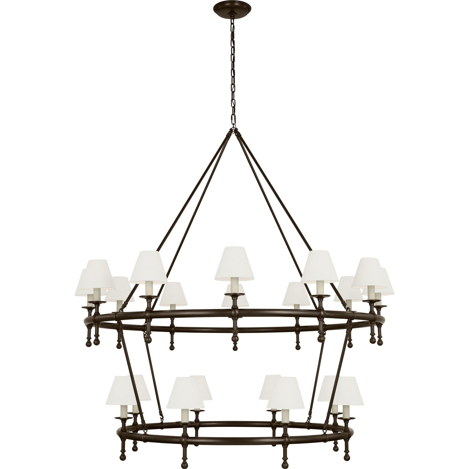 Classic 54" Two-Tier Ring Chandelier - Visual Comfort Ceiling Lights