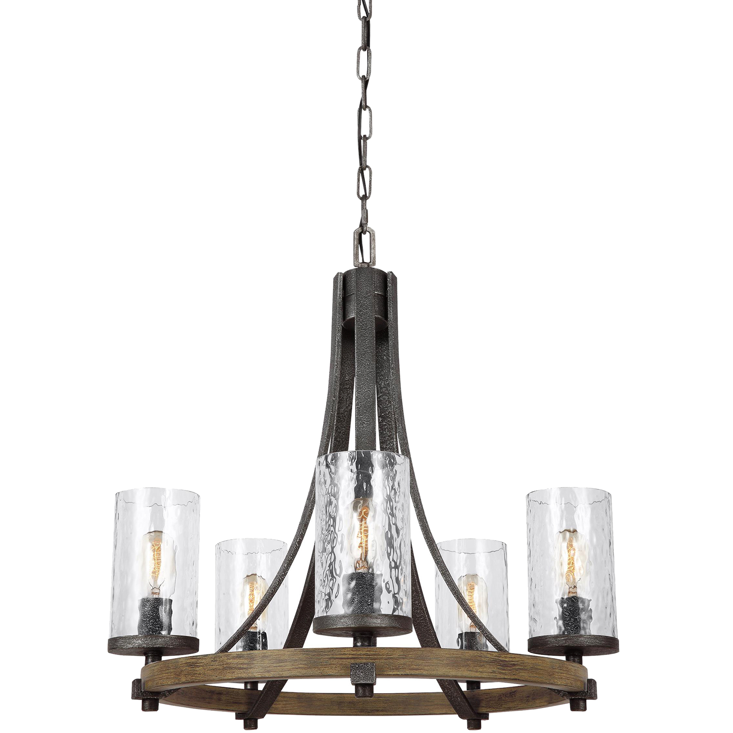 Angelo Small Chandelier Distressed Weathered Oak / Slate Grey Metal - Visual Comfort Ceiling Lights