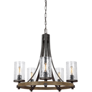 Angelo Small Chandelier Distressed Weathered Oak / Slate Grey Metal - Visual Comfort Ceiling Lights