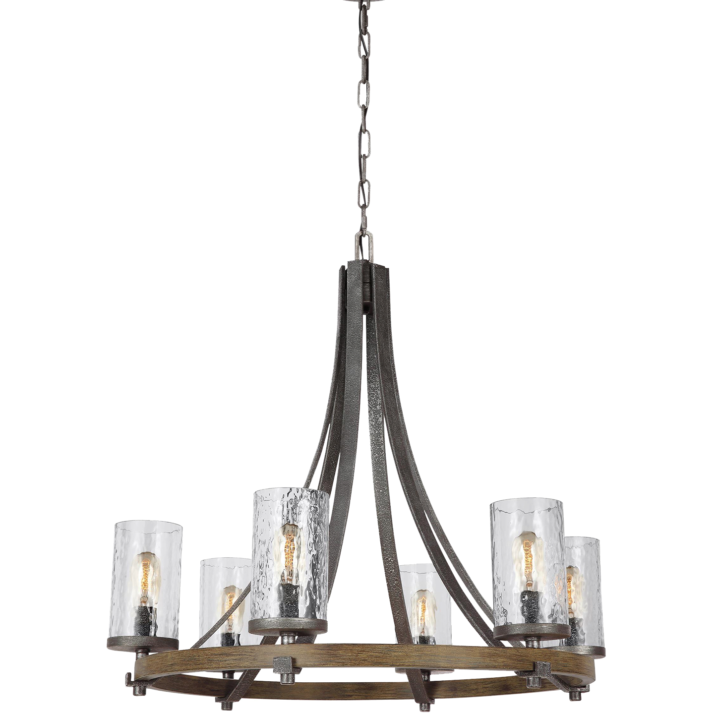 Angelo Medium Chandelier Distressed Weathered Oak / Slate Grey Metal - Visual Comfort Ceiling Lights