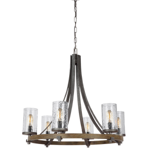 Angelo Medium Chandelier Distressed Weathered Oak / Slate Grey Metal - Visual Comfort Ceiling Lights