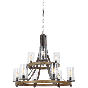 Angelo Two-Tier Chandelier Distressed Weathered Oak / Slate Grey Metal - Visual Comfort Ceiling Lights