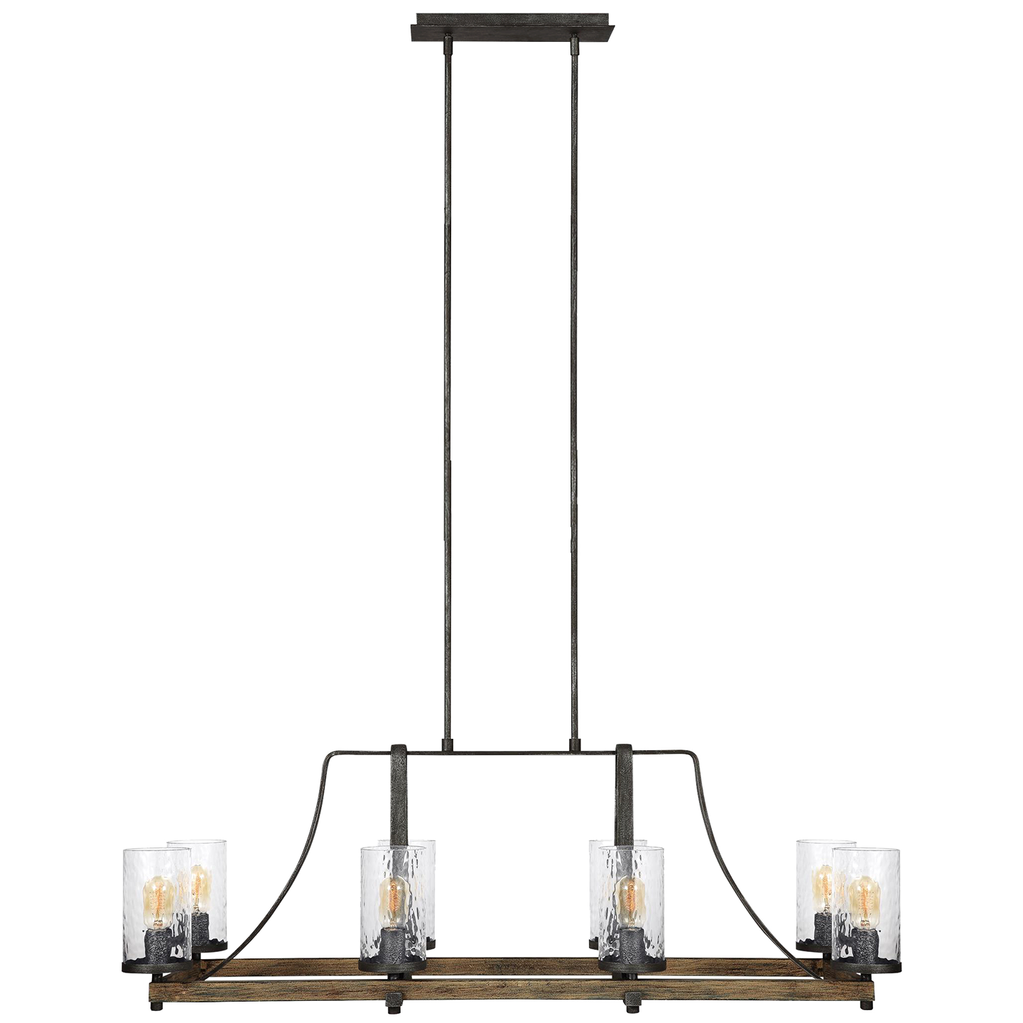 Angelo Linear Chandelier Distressed Weathered Oak / Slate Grey Metal - Visual Comfort Ceiling Lights