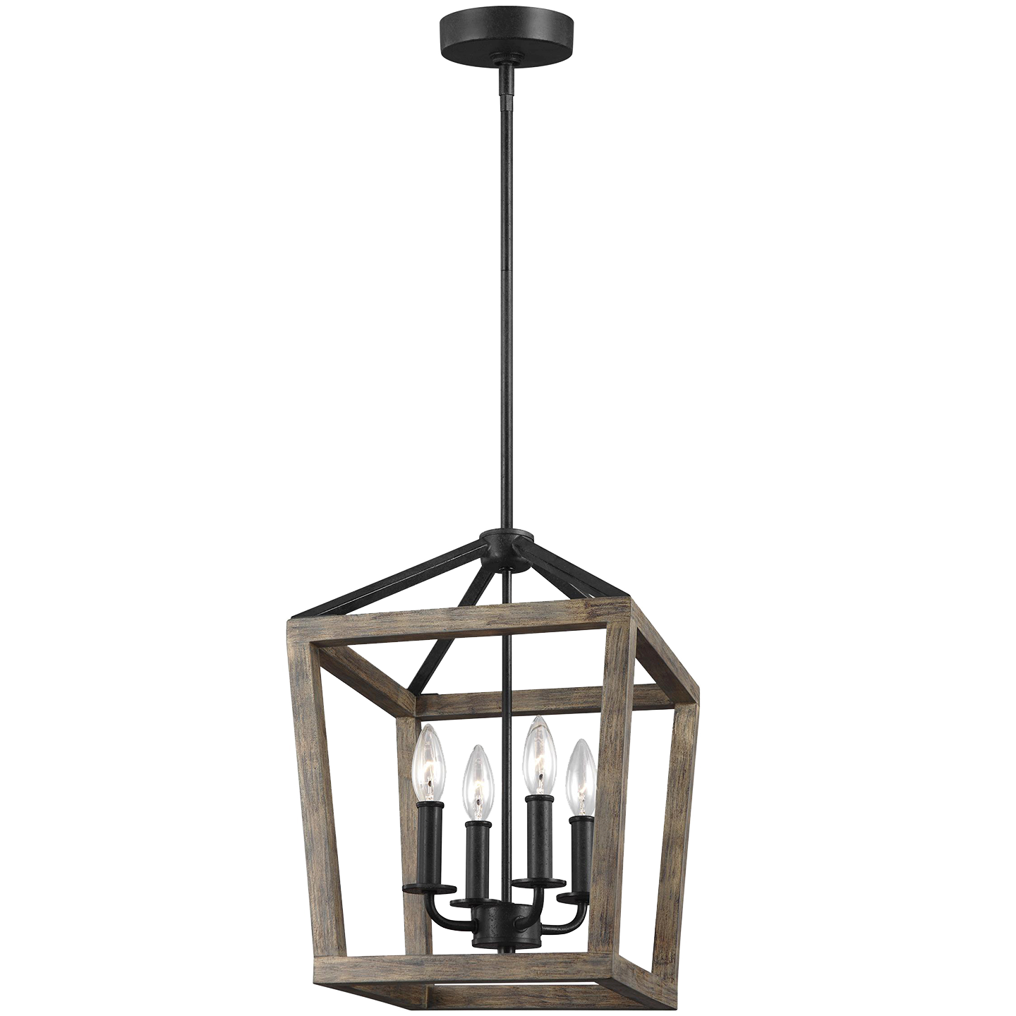 Gannet Small Chandelier Weathered Oak Wood / Antique Forged Iron - Visual Comfort Ceiling Lights