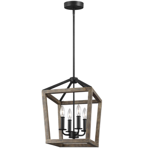 Gannet Small Chandelier Weathered Oak Wood / Antique Forged Iron - Visual Comfort Ceiling Lights