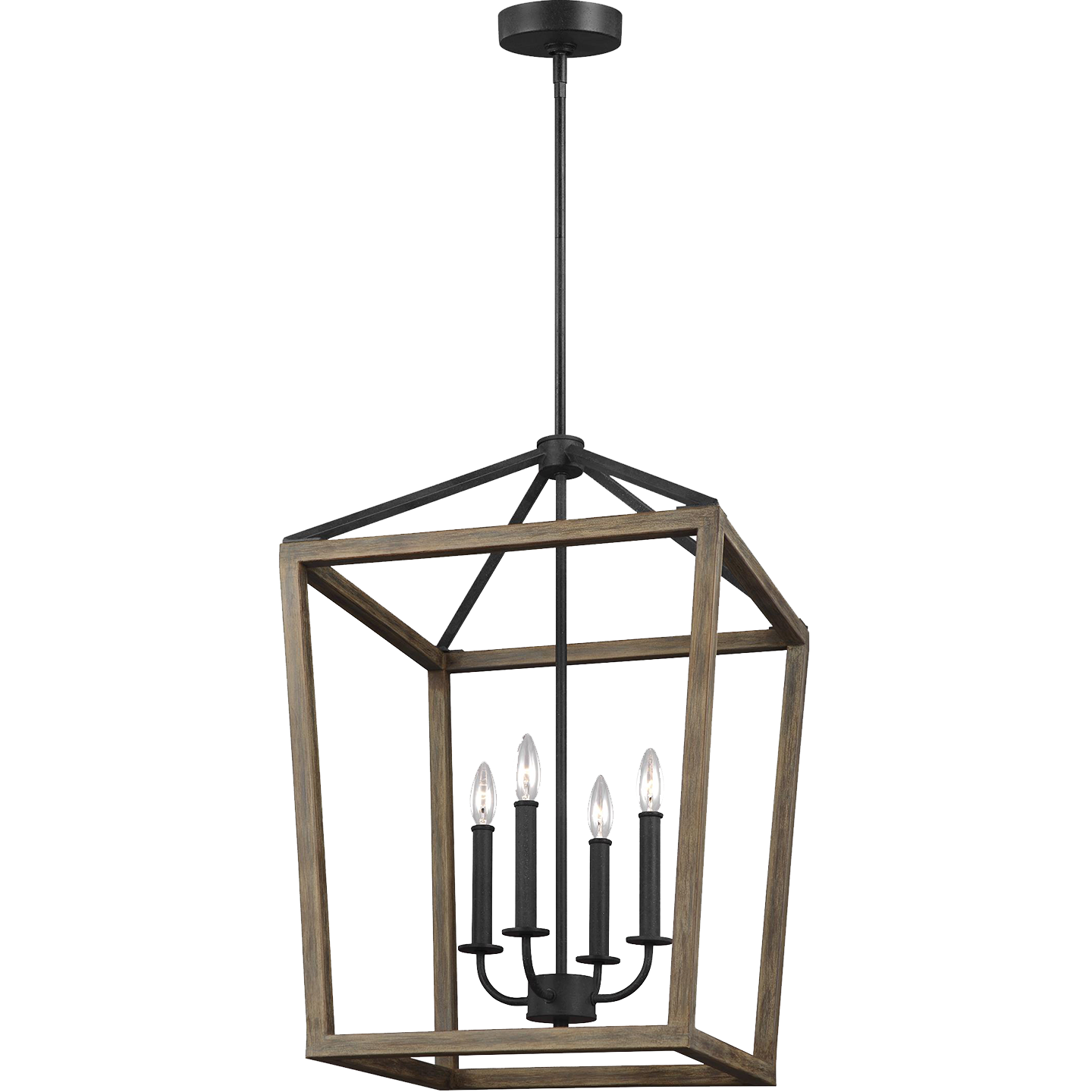 Gannet Medium Chandelier Weathered Oak Wood / Antique Forged Iron - Visual Comfort Ceiling Lights