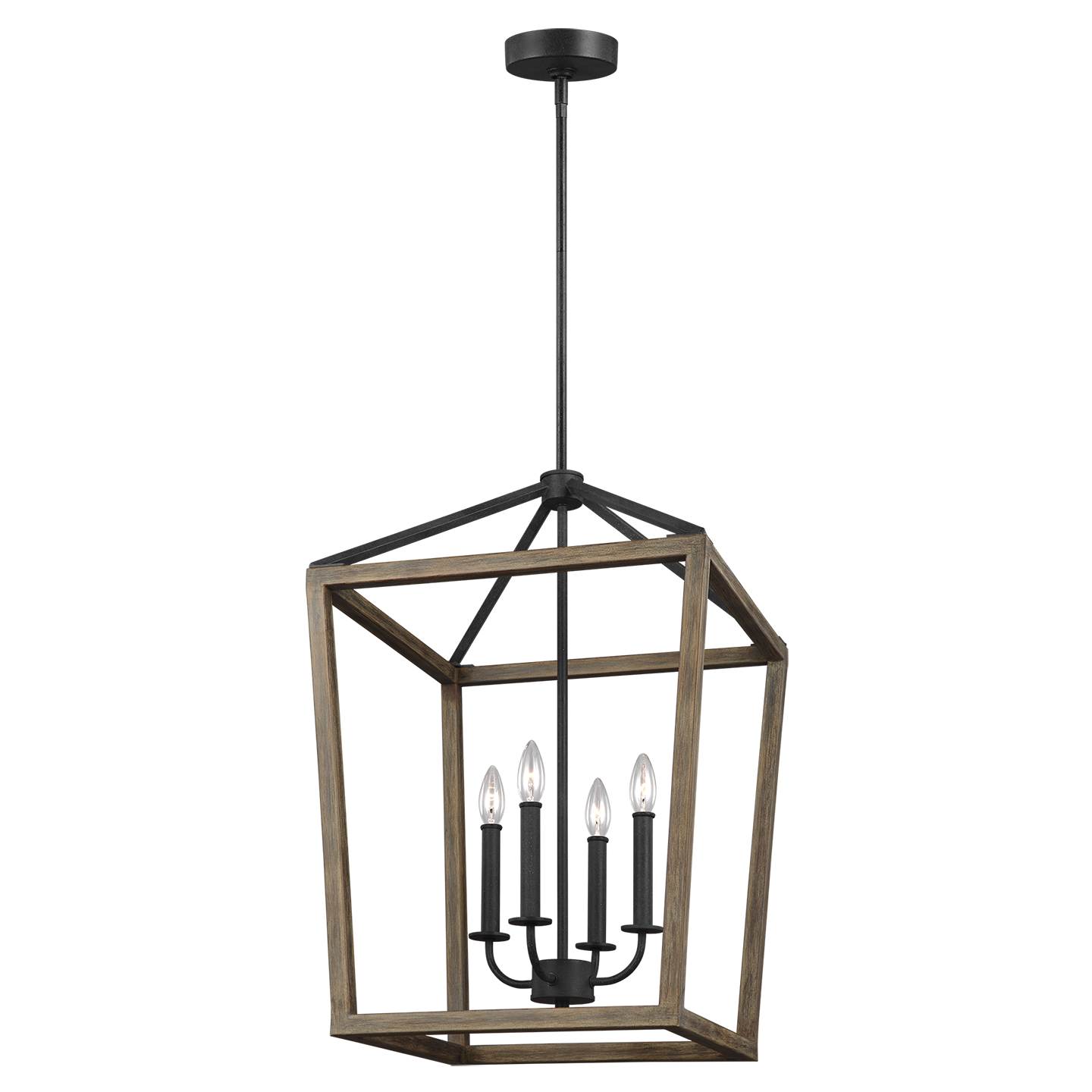 Gannet Medium Chandelier Weathered Oak Wood / Antique Forged Iron - Visual Comfort Ceiling Lights