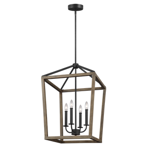 Gannet Medium Chandelier Weathered Oak Wood / Antique Forged Iron - Visual Comfort Ceiling Lights