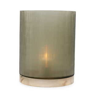 Aran Lantern Base Sycamore Handcarved/Glass Smokegrey