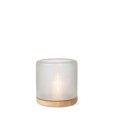 Mumbai Lantern Base Oak/Glass Clear