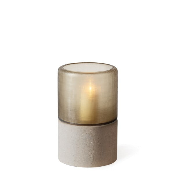 Mumbai Lantern Base Oak/Glass Smokegrey