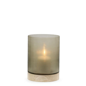 Aran Lantern Base Sycamore Handcarved/Glass Smokegrey