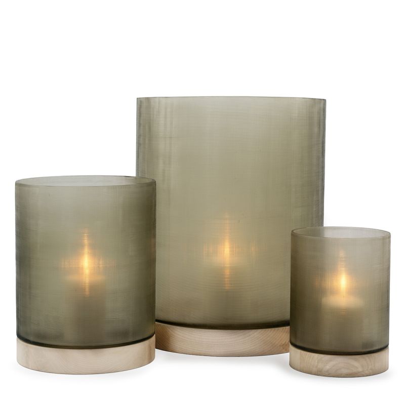 Aran Lantern Base Sycamore Handcarved/Glass Smokegrey