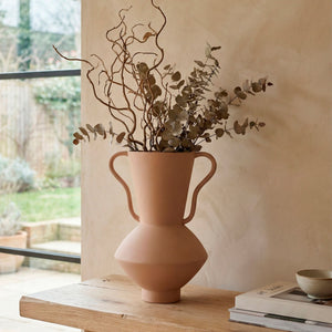 Global Views Ruffle Vase with Handles Blush – room setting