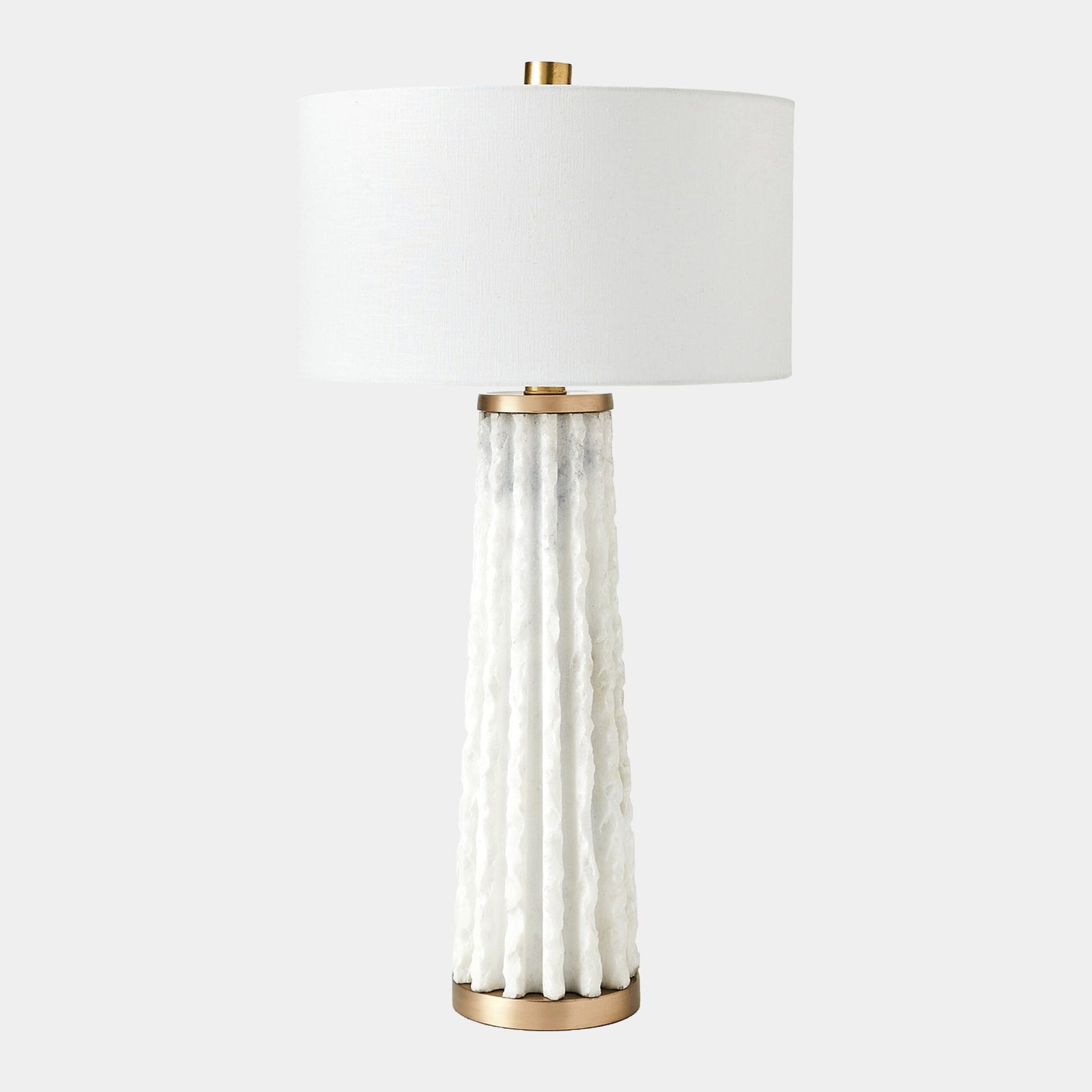 Global Views Quarry Table Lamp White Marble – front view