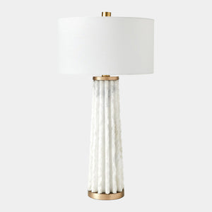 Global Views Quarry Table Lamp White Marble – front view