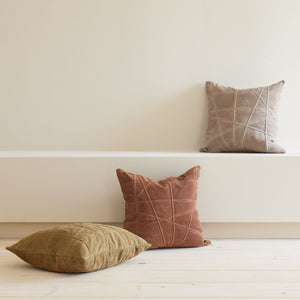 Global Views Crossroads Suede Pillow Camel – room setting