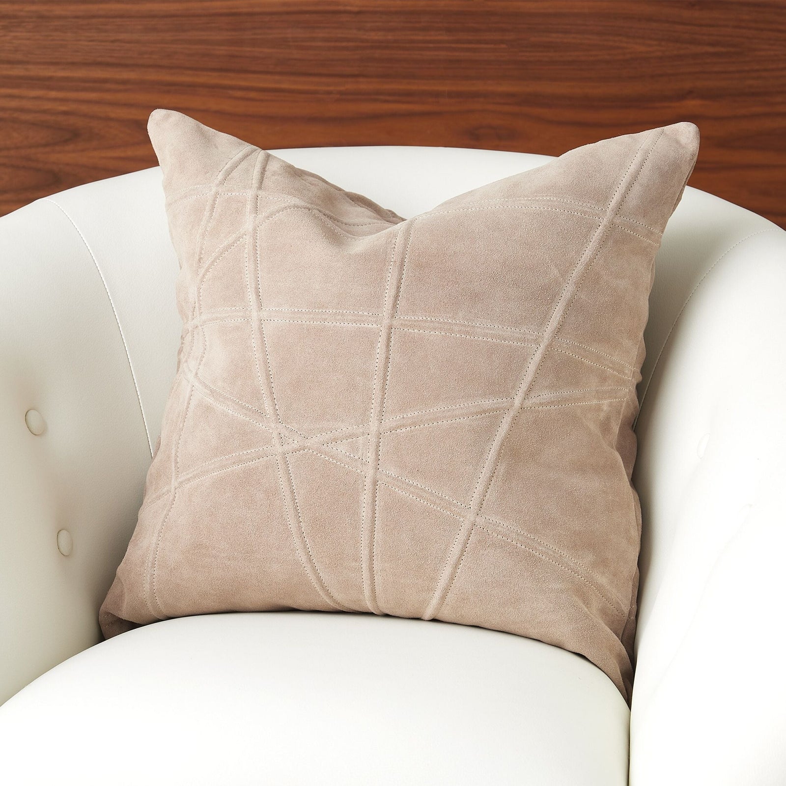 Global Views Crossroads Suede Pillow Taupe – room setting