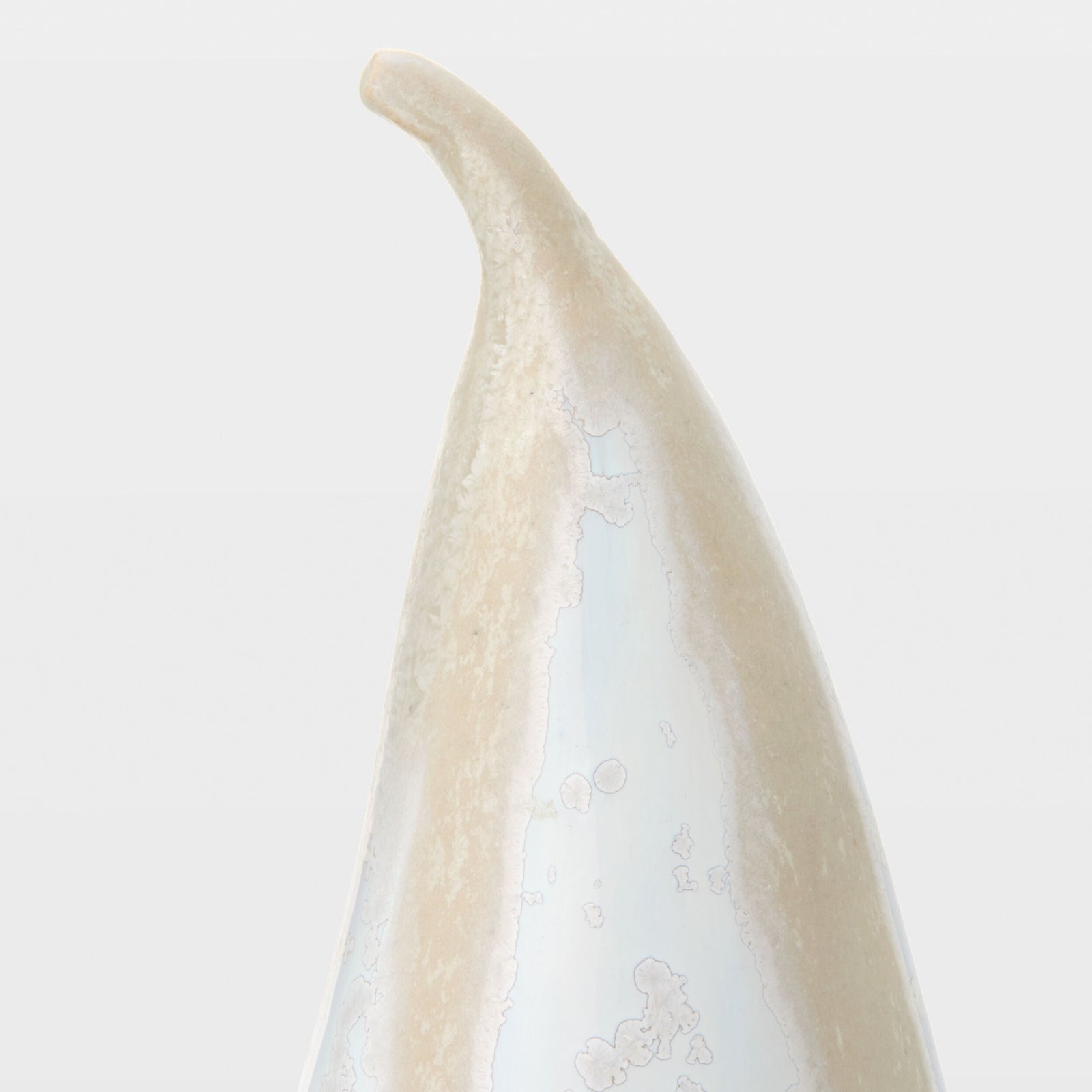 Global Views Pera Ceramic Sculpture White Crystalline Glaze – corner view