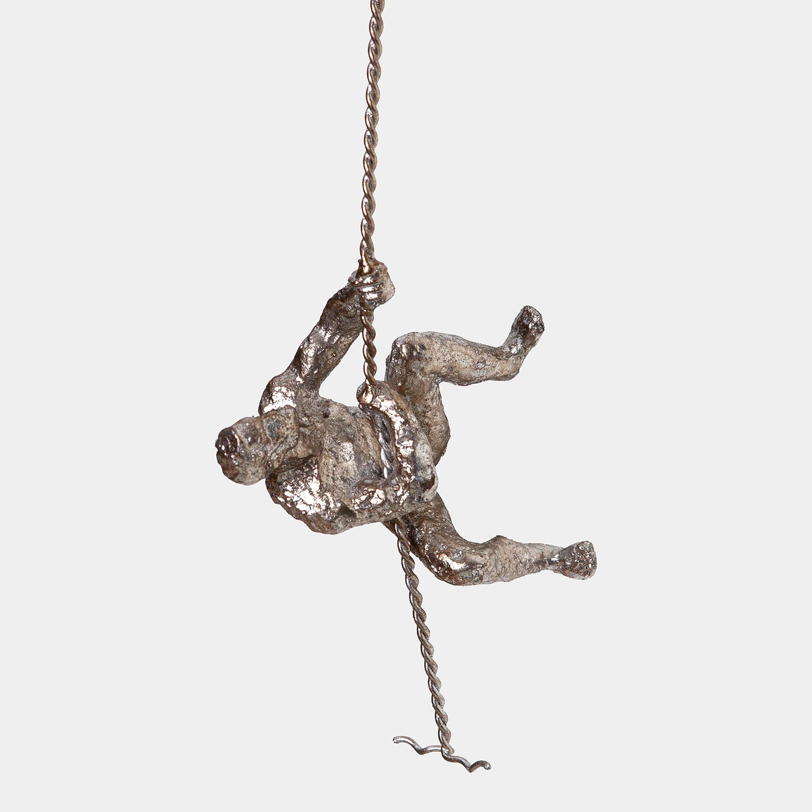 Global Views Climbing Man Wall Sculpture Thai Silver Leaf – front view