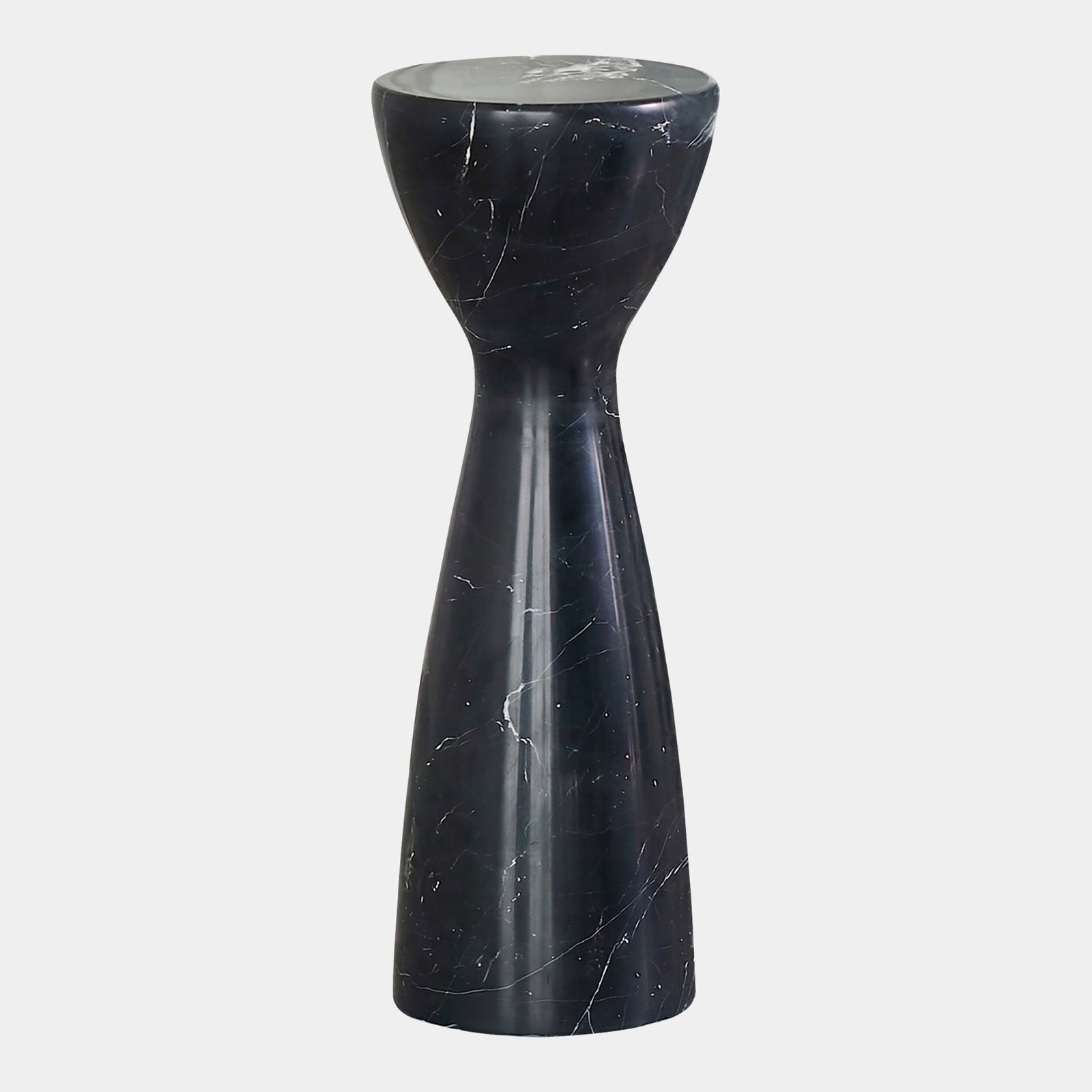 Global Views Appellative Marble Hourglass Table Black – front view