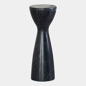 Global Views Appellative Marble Hourglass Table Black – front view
