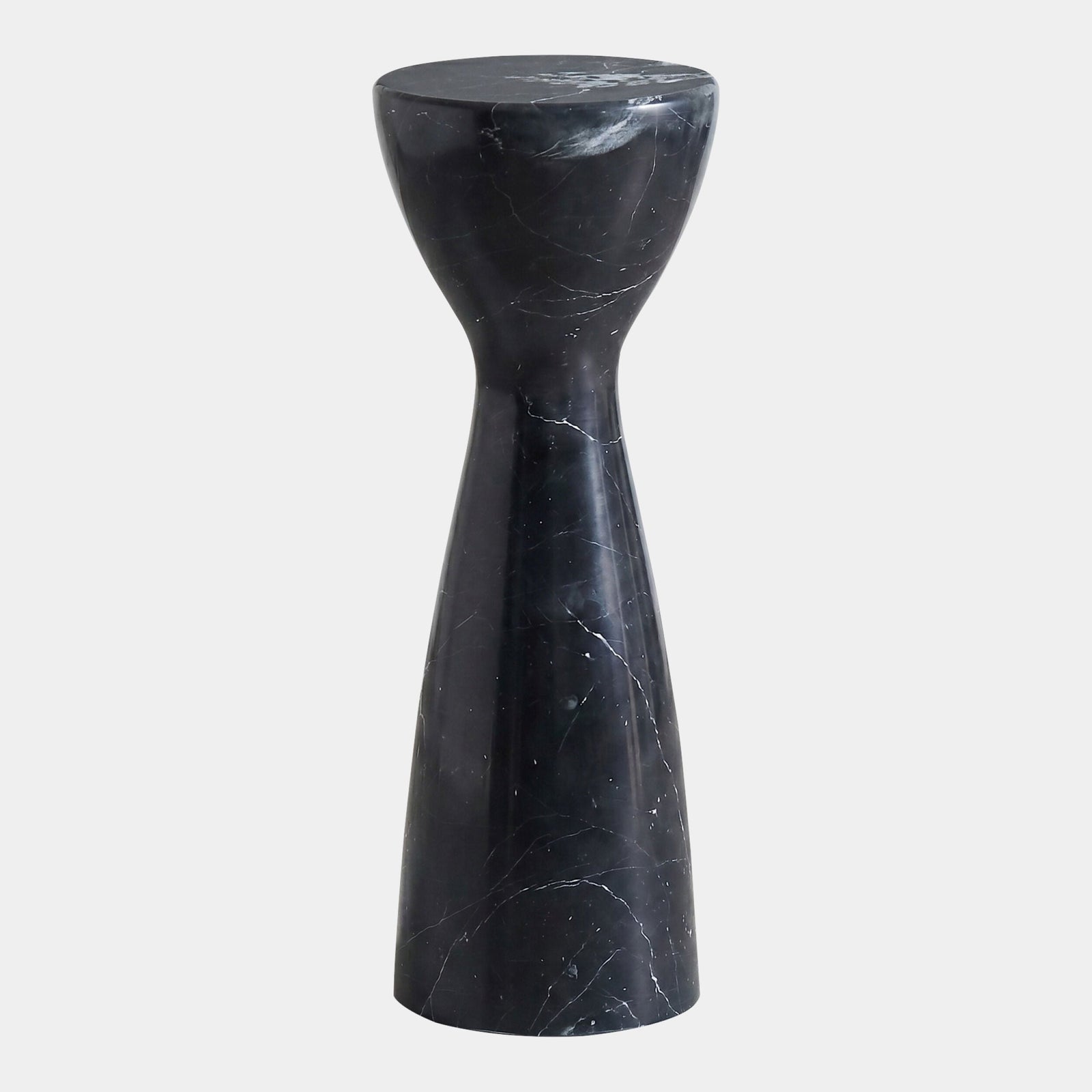 Global Views Appellative Marble Hourglass Table Black – back view