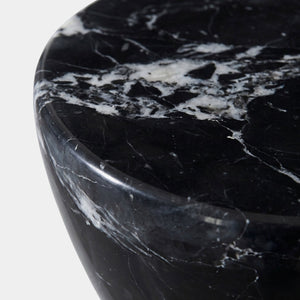 Global Views Appellative Marble Hourglass Table Black – corner view