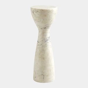 Global Views Appellative Marble Hourglass Table White – front view