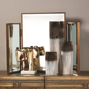 Global Views Echos Vanity Mirror Antique Brass – room setting